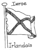 In 1693, Neptune Francois, describes the Ierse Irlandois flag as a white flag bearing a red diagonal cross.